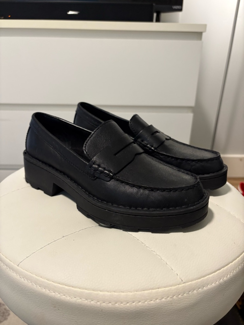 Born Women’s Black Leather Penny Loafers